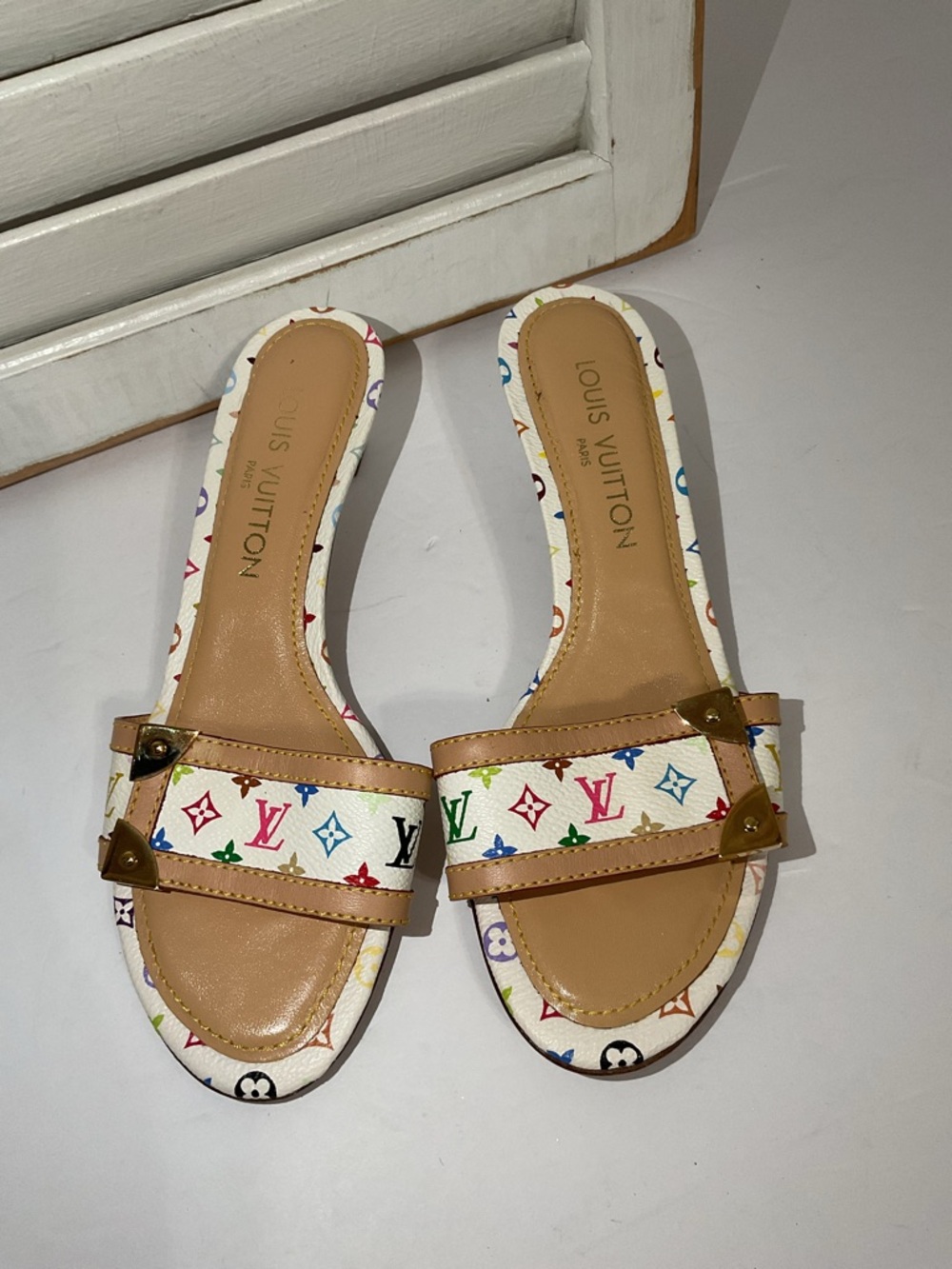 Louis Vuitton Sandals Murakami Kitten Heel Size 36.5 - Picture 2 of 14